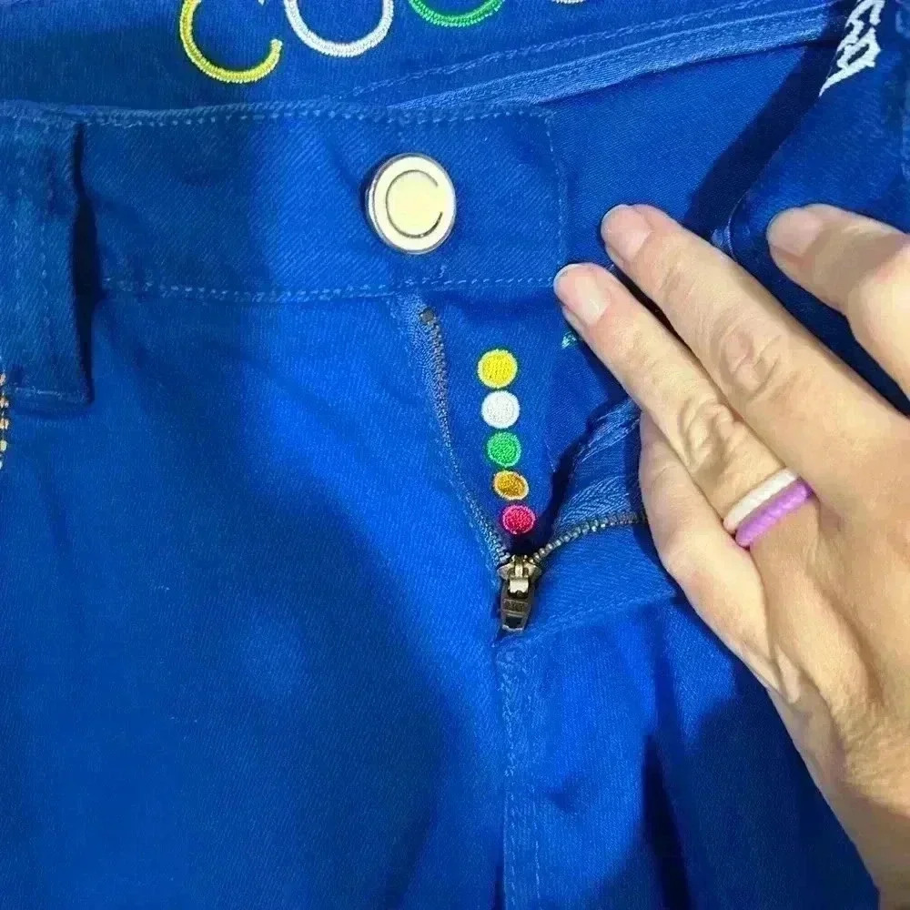 COOGI Jeans Women's Bright Blue Straight Leg Jeans size 9/10. EUC. Embroidered - Picture 12 of 16